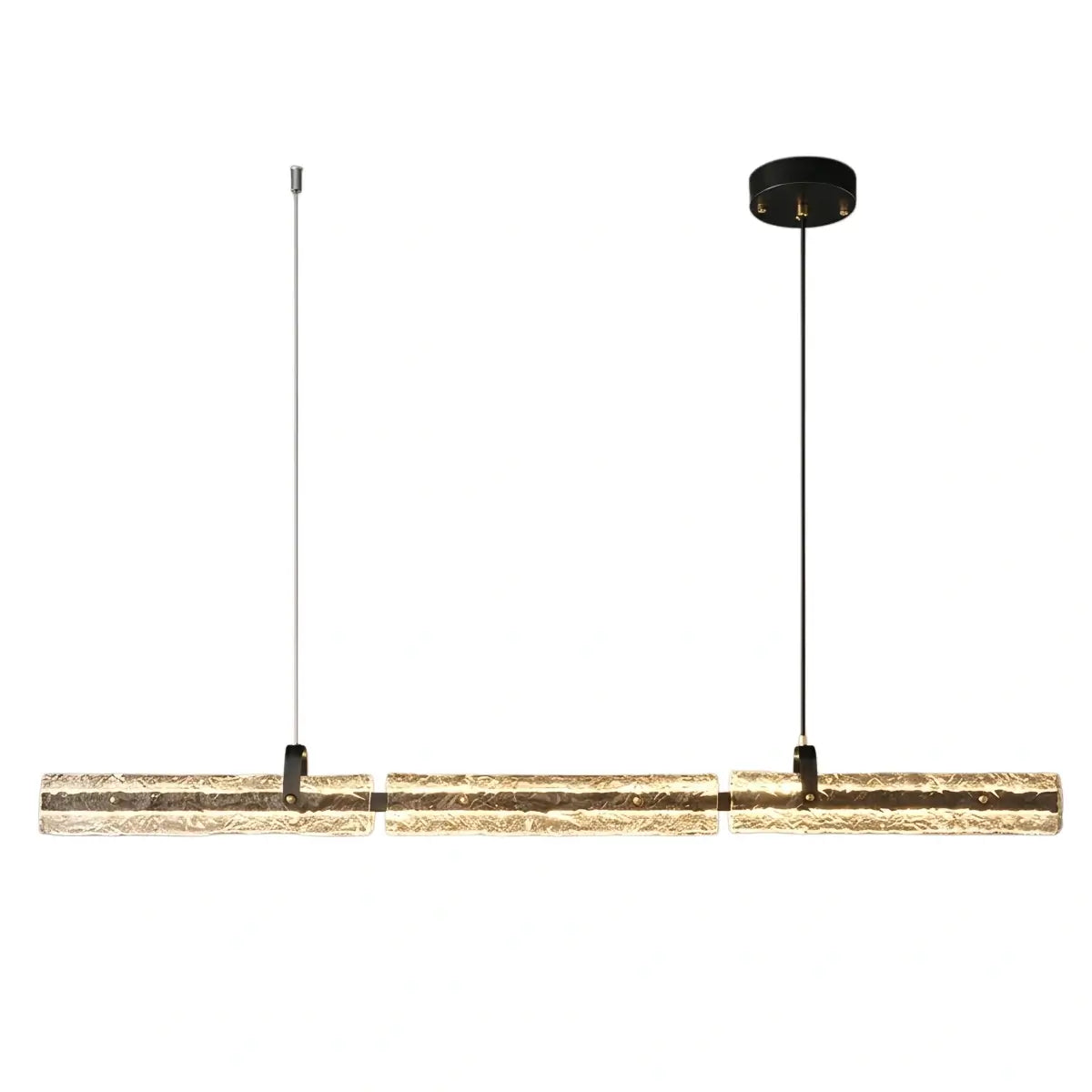 Modern Linear Pendant Light — Metal & Glass for Dining Room Kitchen Island Conference Room Living Room
